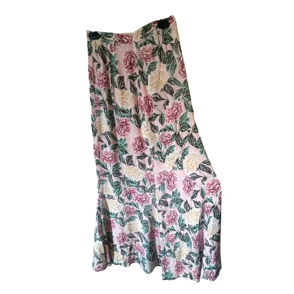 Vintage 2K Forever 21 Light Pink Flowy Floral Maxi Skirt Boho Lightweight Size S